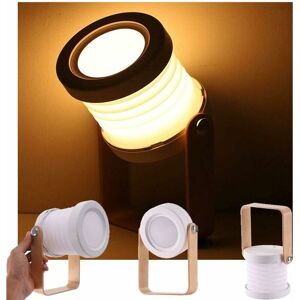 Langray - Table Lamp, Portable Folding Telescopic Night Light, led Reading Light with Wooden Handle, 3 Levels Brightness, Adjustable Brightness, usb