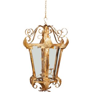 BISCOTTINI Lantern ceiling chandelier in wrought iron, cream-aged finish