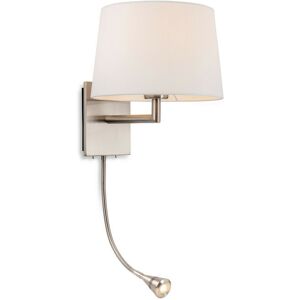 FIRSTLIGHT PRODUCTS Firstlight Grand - 1 Light Indoor Wall Light with Reading Lamp Brushed Steel, Cream Shade, E27