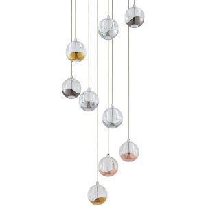 Ceiling Light Meriton (modern) in Clear made of Glass for e.g. Living Room & Dining Room (9 light sources,) from Lucande clear, chrome, brass,