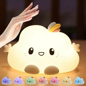 Hoopzi - led Children Night Light usb Rechargeable Touch-Control Silicone Cloud Nursery Lights with Warm White & 7-Color Breathing Modes for Kids