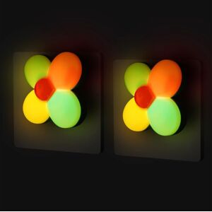 HÉLOISE Led Electric Outlet Night Light with Twilight Sensor, Set of 2 Colorful Flower Wall Lamp, led Night Light for Newborn Breastfeeding, Baby Sector