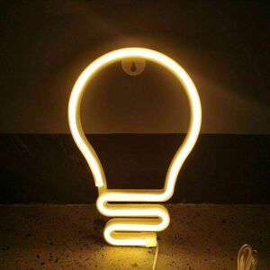 HOOPZI Led Neon Light Bulb Shape Neon Light Sign USB/Battery Operated Neon Night Light Colorful led Neon Lamp Wall Decoration for Home Bar Wedding Christmas