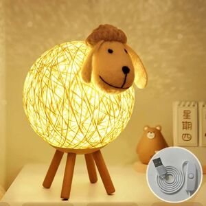 Héloise - led Night Light, Sheep Rattan Bedside Lamp, Kids Projector Night Light, led Night Light for Bedroom, Baby Room, Living Room, Gift, 110cm