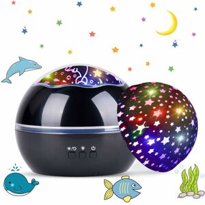 LANGRAY Led Projector Lamp, Starry Sky Baby Night Light 2 in 1 Ocean Projector & Stars 360 ° Bedside Lamp 360 ° Rotating Projection Lamp 8 Color Changing