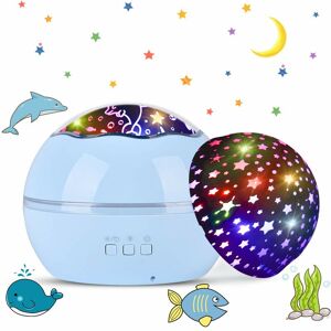 LANGRAY Led Projector Lamp, Starry Sky Baby Night Light 2 in 1 Ocean Projector & Stars 360 ° Bedside Lamp 360 ° Rotating Projection Lamp 8 Color Changing