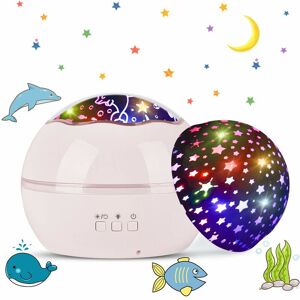 LANGRAY Led Projector Lamp, Starry Sky Baby Night Light 2 in 1 Ocean Projector & Stars 360 ° Bedside Lamp 360 ° Rotation Projection Lamp 8 Color Changing