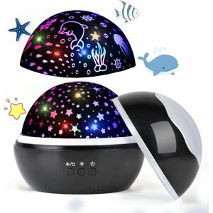 Hoopzi - led Starry Sky Projector, Baby Night Light, Ocean World 2 in 1 Projection Lamp with usb Cable (Black)