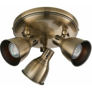 LOOPS Led Tilting Ceiling Spotlight Antique Brass Triple 3x Bulb Dimmable Downlight