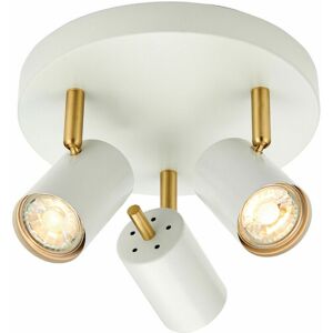 Loops - led Tilting Ceiling Spotlight White & Brass Triple Warm White Kitchen Down Light