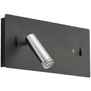 Wall Light Kimowith usb Socket (modern) in Black made of Metal for e.g. Living Room & Dining Room (2 light sources,) from Lucande black, chrome