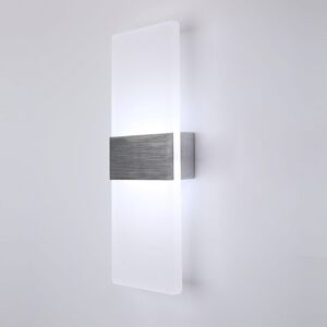 GROOFOO Led Wall Lights Indoor 12W, Wall Lamp Cool White 6000K 750LM AC230V Modern Acrylic Wall Wash Light, White Wall Sconce Lights for Living Room Bedroom