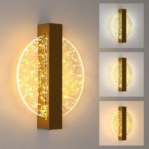 GOECO Led Wall Sconce 12W, Modern Indoor Aluminum Wall Sconce, Gold Round Acrylic Indoor Wall Light for Living Room, Bedroom, Staircase, Corridor,