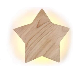 PESCE Led Wood Star Wall Lamp Modern Creative Cartoon Wall Sconce Night Light Bedside Lamps for Baby Kids Bedroom Living Room Stairs Decoration Ceiling