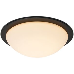 Arwel led Bathroom Glass Dome Flush Ceiling Light - Matte Black - Litecraft