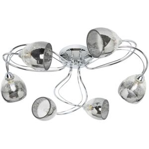 Litecraft Ceiling Light Semi Flush 6 Arm With Smoke Ombre Glass Shades - Chrome