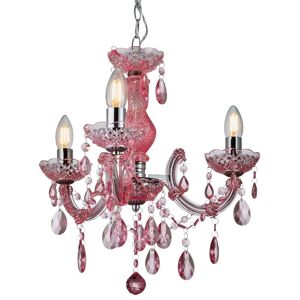 Litecraft Glow Marie Chandelier Crystal Effect 3 Arm - Pink