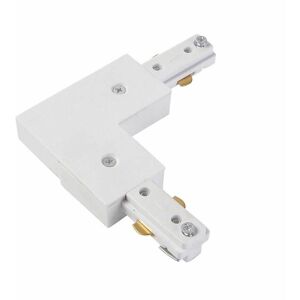 L Shaped Connector for Single Circuit Mains Track - White - Litecraft