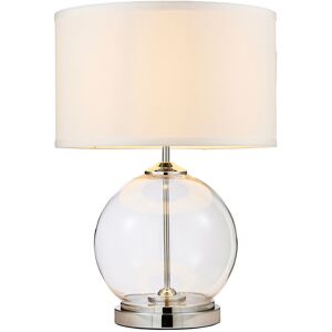 Litecraft - Rhonda Table Lamp Large Globe Glass Base With White Shade - Chrome