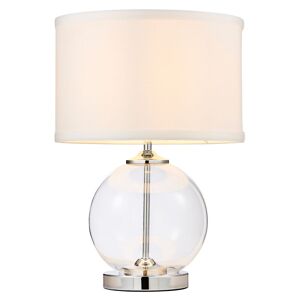 Litecraft - Rhonda Table Lamp Small Globe Glass Base With White Shade - Chrome