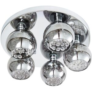 Seren Ceiling Light Bathroom Flush 5 Arm With Smoke Shade - Chrome - Litecraft