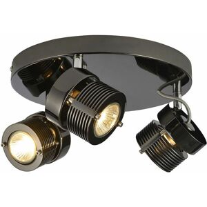 Telford Spotlight Plate Adjustable Ceiling 3 Light - Black Chrome - Litecraft