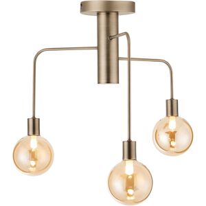 Triss Ceiling Light Semi Flush With Gold Tinted Glass Shades - Pewter - Litecraft