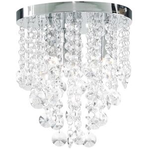 Litecraft - Turin Flush Ceiling Light Bathroom Crystal Effect Fitting - Chrome