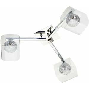 Verona Ceiling Light Semi Flush 3 Arm Chrome With Glass & Wire Shades - Litecraft