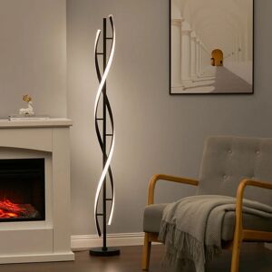 Livingandhome - Black 60W Modern led Floor Lamp for Living Room