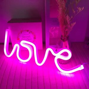 LANGRAY Love Neon Light Neon Love Signs Pink Neon Light Signs led Love Signs for Valentine's Gift Girls Room Kids Room Neon Wall Sign USB/Battery Powered