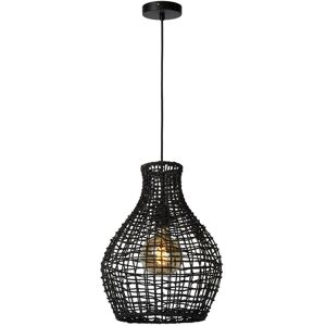 Alban - Rattan Pendant Light - Ø35cm - 1xE27 - Black - Lucide