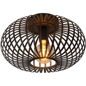 Manuela - Flush Ceiling Light - Ø39.5cm- 1xE27 - Black - Lucide