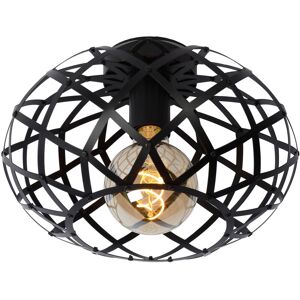 Wolfram - Flush Ceiling Light - Ø30cm - 1xE27 - Black - Lucide