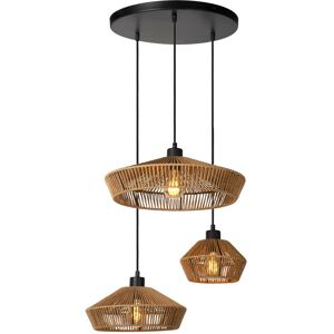 Yunkai - Cluster Pendant Light - Ø60cm - 3xE27 - Light Wood - Lucide