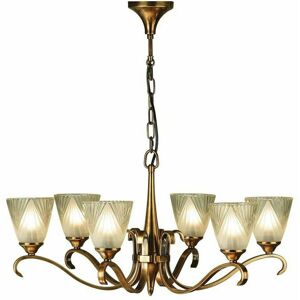 LOOPS Luxury Hanging Ceiling Pendant Light Antique Brass Deco Glass 6 Lamp Chandelier