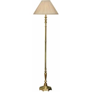 LOOPS Luxury Traditional Floor Lamp Solid Brass & Beige Organza Pleat Shade 1.67m Tall