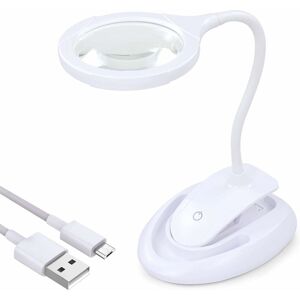 Denuotop - Magnifying Glass with Light, 5X 10X Magnifying Lamp with Stand & Clamp, Desktop Magnifier Lamp Rechargeable and Brightness Adjustable for