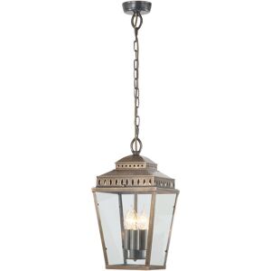 Mansion House - 3 Light Outdoor Ceiling Chain Lantern Brass IP44, E14 - Elstead