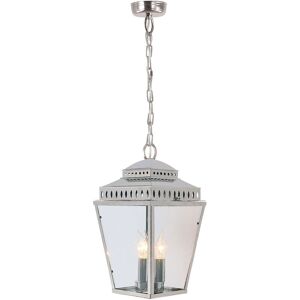 Mansion House - 3 Light Outdoor Ceiling Chain Lantern Polished Nickel IP44, E14 - Elstead