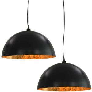 BERKFIELD HOME Mayfair Ceiling Lamps 2 pcs Black and Gold Semi-spherical 50 cm E27