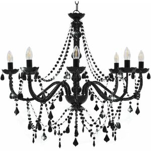 BERKFIELD HOME Mayfair Chandelier with Beads Black 8 x E14 Bulbs