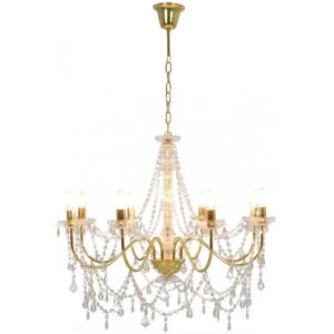 BERKFIELD HOME Mayfair Chandelier with Beads Golden 8 x E14 Bulbs