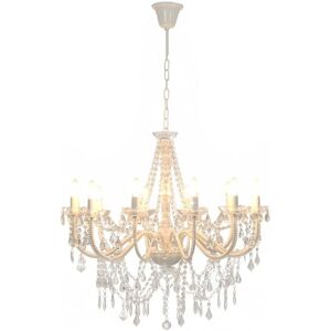 BERKFIELD HOME Mayfair Chandelier with Beads White 12 x E14 Bulbs