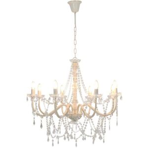 Berkfield Home - Mayfair Chandelier with Beads White 8 x E14 Bulbs