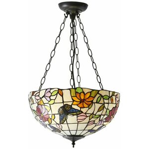 LOOPS Medium Tiffany Butterfly Pendant Light - Dark Bronze Finish - 3 x 60W E27 GLS