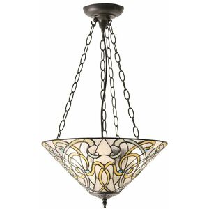 LOOPS Medium Tiffany Glass 3 Light Pendant - Elegant Art Style - Dark Bronze Finish