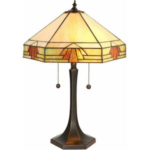 LOOPS Medium Tiffany Glass Table Lamp - Art Deco Design - Dark Bronze Finish