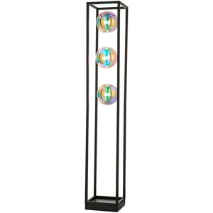 Bologna Complete Floor Lamp, Matt Black, Iridescent Glass - Merano