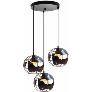 Wottes - Industrial Pendant Light Creative Cage Hanging Ceiling Lamp Metal Chandelier 3 Lights Black